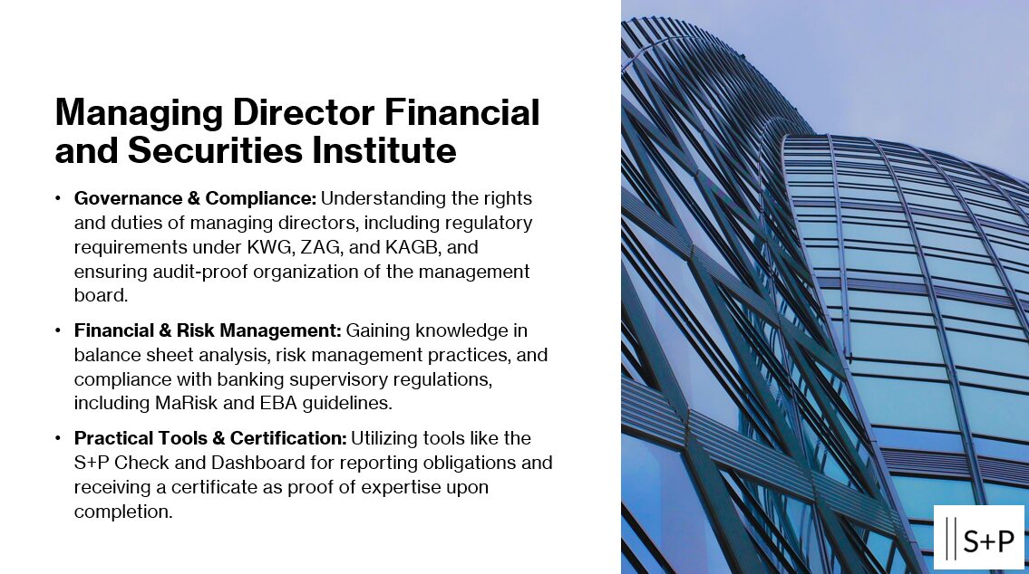 Executive director Financial company Managing Director for Financial Institutes
